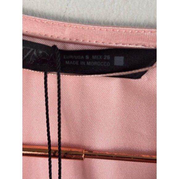 ZARA Womens Pink Satin Midi Dress Flutter Sleeve V-Neck Bloggers Favorite Size S - Picture 12 of 12
